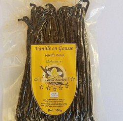 100 gr de gousses de vanille 16 / 17 cm cm non fendues Qualité : gourmet non fendues Calibre : 16/16 cm Fabricant : Malagasy-France-Vanille Marque : MFV Origine : Madagascar Prix : 30.00 euros